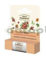 Green Pharmacy, balsam do ust, koktajl witaminowy, brusznica i żurawina, SPF 10, 3,6 g