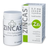 Zincas, 5,5 mg jonów cynku, 50 tabletek