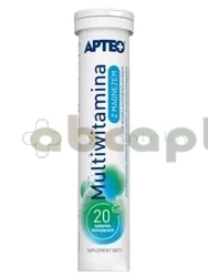 Multiwitamina z magnezem o smaku pomarańczowym APTEO,   20 tabletek musujących