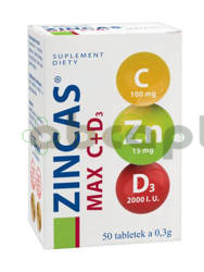 Zincas Max C+D3, 50 tabletek