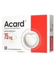Acard,  75 mg, 60 tabletek dojelitowych