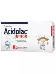 Acidolac Junior, 20 misio-tabletek, smak truskawkowy