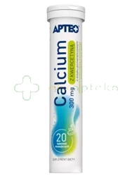 Calcium 300 mg z kwercetyną o smaku pomarańczowym APTEO,      20 tabletek musujących