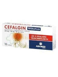 Cefalgin Migraplus, 250 mg+150 mg+50 mg, 10 tabletek