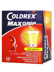Coldrex MaxGrip, proszek do sporządzania roztworu doustnego, smak cytrynowy, 10 saszetek