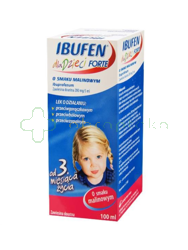 Ibufen dla dzieci forte, 200 mg/5 ml, zawiesina doustna o smaku malinowym, 100 ml
