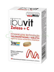 Ibuvit Żelazo + C, 30 tabletek trójwarstwowych