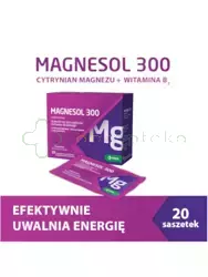 Magnesol 300 - cytrynian magnezu z witaminą B2, dla osób aktywnych, 20 saszetek