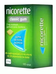 Nicorette Classic Gum, 2 mg, guma do żucia, 105 sztuk