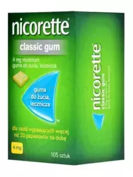 Nicorette Classic Gum, 4 mg, guma do żucia, 105 sztuk