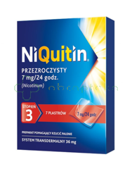 Niquitin przezroczysty, 7 mg/24 h, system transdermalny 36 mg, stopień 3, 7 plastrów