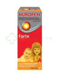 Nurofen Forte, 40mg/ml, zawiesina doustna dla dzieci, smak pomarańczowy, 150 ml DATA WAŻNOŚCI 31.08.2024r