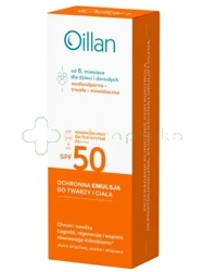 Oceanic Oillan Sun, Ochronna emulsja przeciwsłoneczna do twarzy i ciała z filtrem SPF50 do skóry wrażliwej, 100 ml