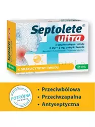 Septolete Ultra o smaku cytryny i miodu, 16 pastylek