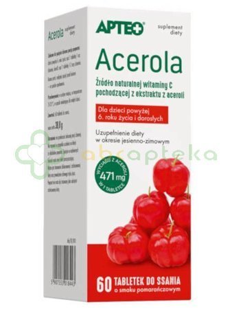 Acerola Apteo, 60 pastylek do ssania