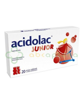 Acidolac Junior o smaku truskawkowym, 20 misio-tabletek