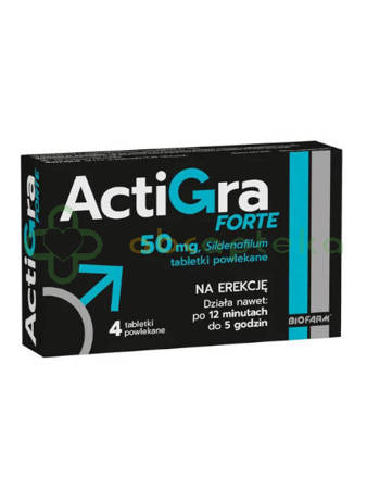 Actigra Forte 50 mg, 4 tabletki powlekane