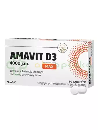 Amavit D3 Max 4000 j.m., 60 tabletek ulegających rozpadowi w jamie ustnej