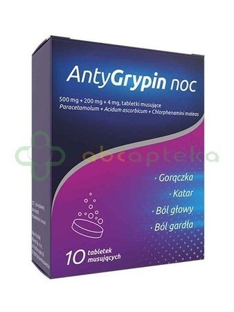 Antygrypin Noc, 10 tabletek musujących