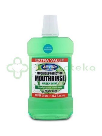 Beauty Formulas, Active Oral Care, płyn do płukania jamy ustnej bezalkoholowy, Green Mint, 750 ml