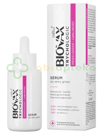 Biovax Trychologic, Przesuszenie i Łamliwość, serum do skóry głowy, 50 ml