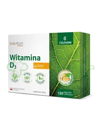 Biovitum Liquid Witamina D3 4000 Colfarm,   120 kapsułek roślinnych