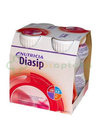 Diasip, smak truskawkowy, 4x200 ml