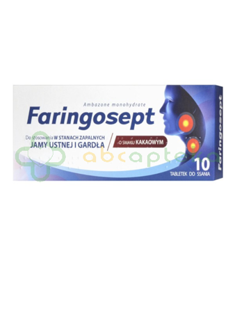 Faringosept, 10 mg, smak kakaowy, 10 tabletek do ssania