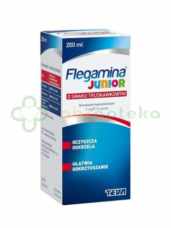Flegamina Junior 2 mg/5 ml syrop o smaku truskawkowym 200 ml