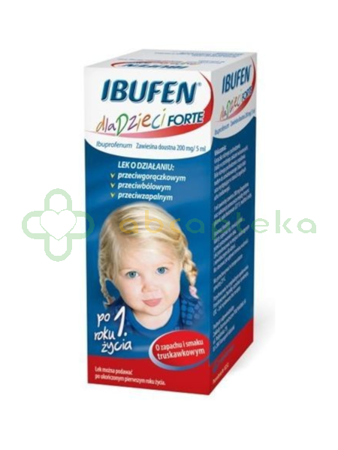 Ibufen dla dzieci forte, 200 mg/5 ml, zawiesina doustna o smaku truskawkowym, 100 ml | DATA WAŻNOŚCI 30.09.2024