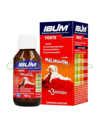 Ibum Forte, 200 g/5ml, zawiesina doustna, smak malinowy, 100 g