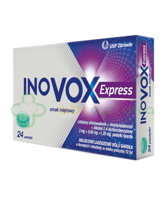 Inovox Express, smak miętowy, 24 pastylki, DATA WAŻNOŚCI 30.06.2024 