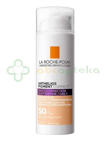La Roche-Posay Anthelios Pigment Correct, barwiący krem ochronny do twarzy, SPF 50+, 50 ml