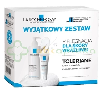 La Roche-Posay Toleriane Zestaw - Łagodna emulsja oczyszczająca 400 ml + Sensitive kojący krem nawilżający 40 ml  