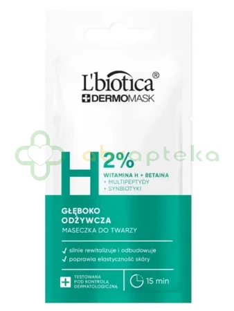 L''biotica, Dermomask, głęboko odżywcza maska z witaminą H, 8 ml