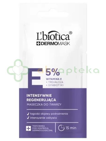 L'biotica, Dermomask, intensywnie regenerująca maska z witaminą E, 8 ml