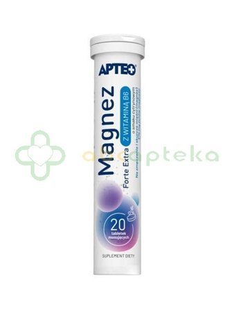 Magnez Forte Extra z Witaminą B6, smak cytrynowy APTEO, 20 tabletek musujących