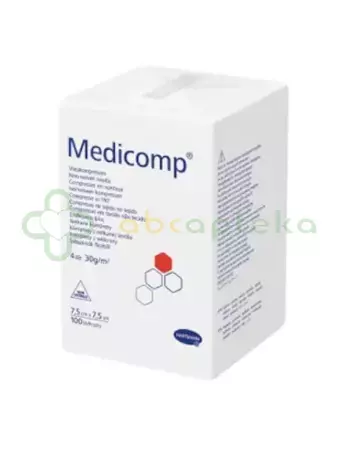 Medicomp, kompresy niejałowe z włókniny, 7,5 cm x 7,5 cm, 100 sztuk