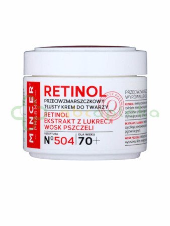 Mincer Retinol, przeciwzmarszczkowy tłusty krem do twarzy 70+, 50 ml
