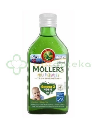 Moller's Mój Pierwszy Tran Norweski powyżej 4 tygodnia, 250 ml, | DATA WAŻNOŚCI 31.12.2024