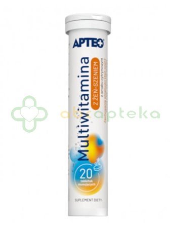 Multiwitamina z żeń-szeniem APTEO, 20 tabletek musujących