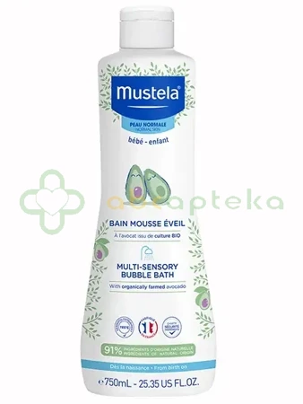 Mustela Bebe Enfant, płyn Bąbelkowa Kąpiel z organicznym awokado, od 1 dnia życia, 750 ml