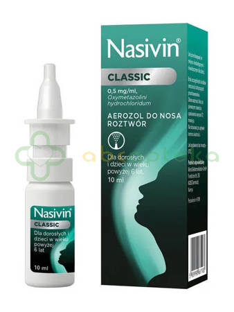 Nasivin Classic 0,5 mg/ml, aerozol do nosa, 10 ml