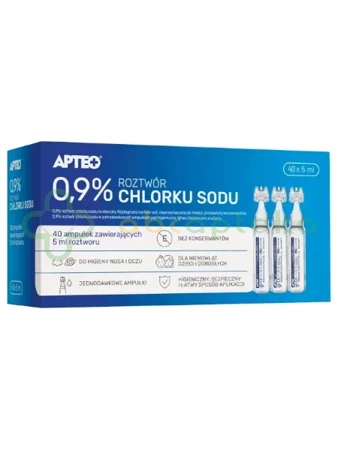 Natrium chloratum 0.9% APTEO, 40 ampułek po 5 ml