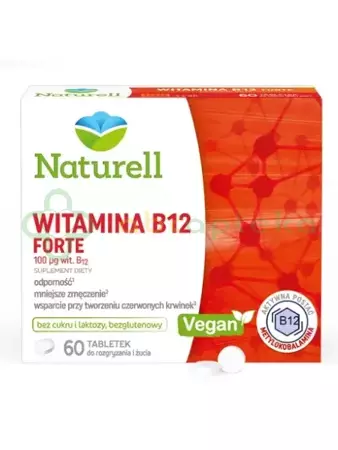 Naturell Witamina B12 FORTE, 60 tabletek do rozgryzania i żucia
