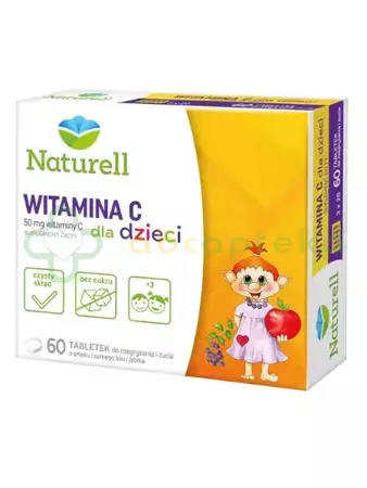 Naturell Witamina C dla dzieci, 60 tabletek do rozgryzania i żucia