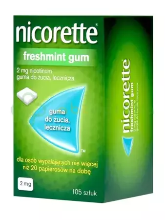 Nicorette Freshmint Gum, 2 mg, guma do żucia, 105 sztuk