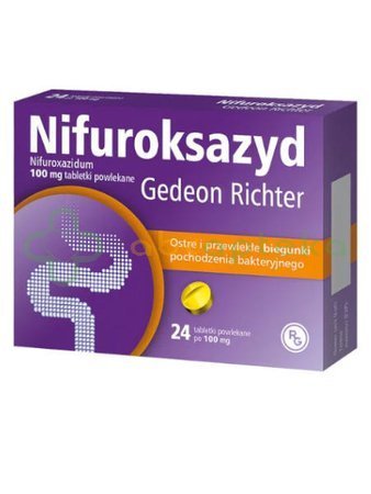 Nifuroksazyd Gedeon Richter, 100 mg, 24 tabletki powlekane