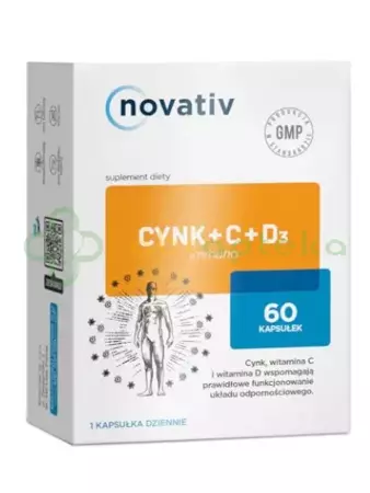 Novativ Cynk+C+D3 Immuno, 60 kapsułek