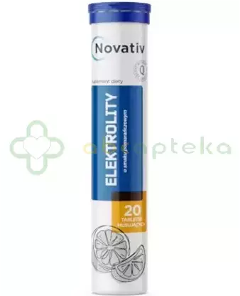 Novativ Elektrolity, smak pomarańczowy, 20 tabletek musujących